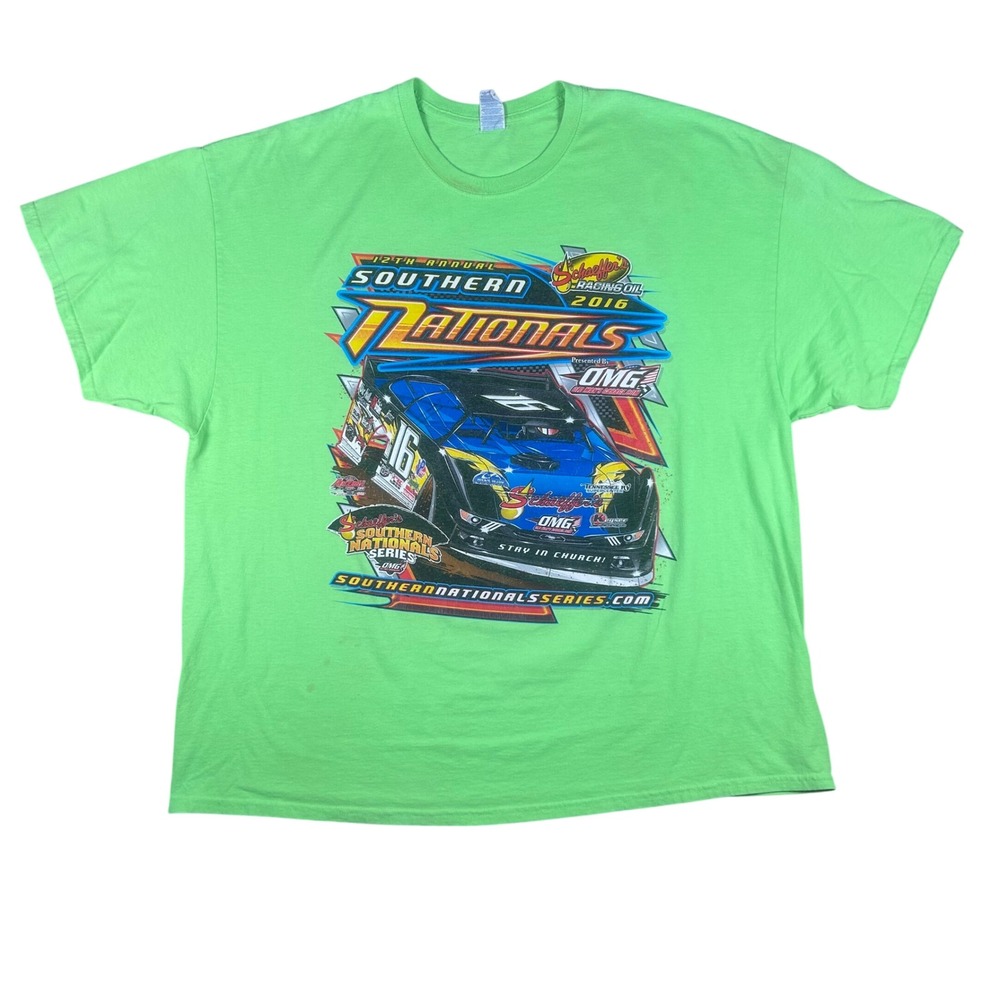 Southern Nationals 2016 Racing T-Shirt Mens 3XL Lime Green Graphic Tee